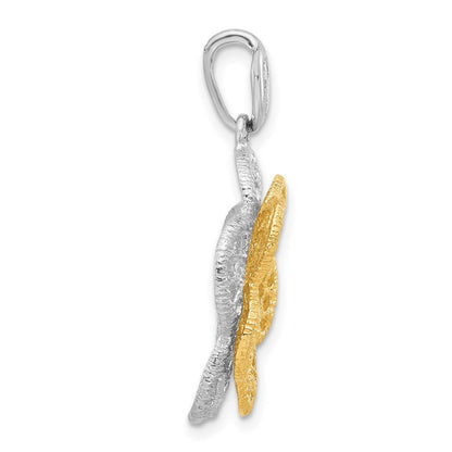 Sterlingsilber Rhodiniert Goldfarben Blume Anhänger