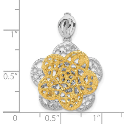 Sterlingsilber Rhodiniert Goldfarben Blume Anhänger