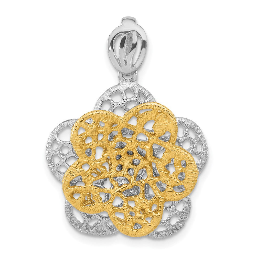 Sterlingsilber Rhodiniert Goldfarben Blume Anhänger