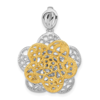 Sterlingsilber Rhodiniert Goldfarben Blume Anhänger