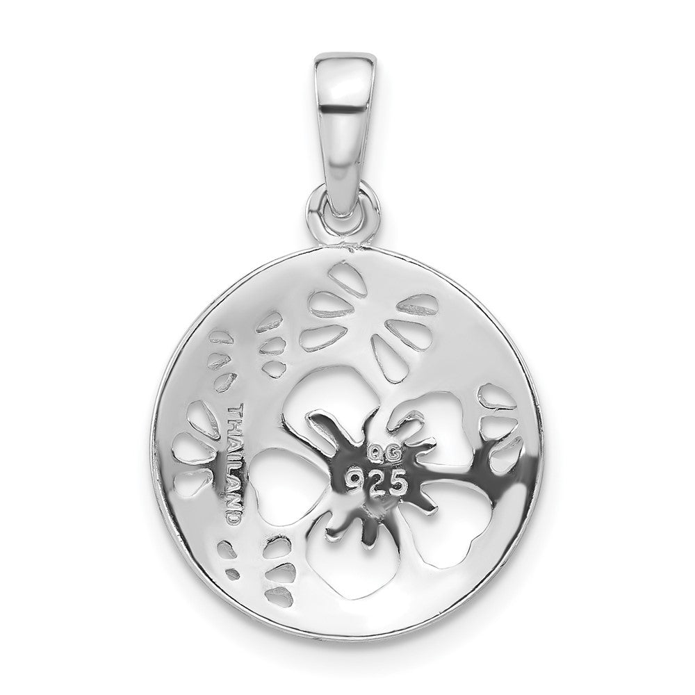 Sterlingsilber Poliert Ausgeschnitten Blume Kreis Anhänger