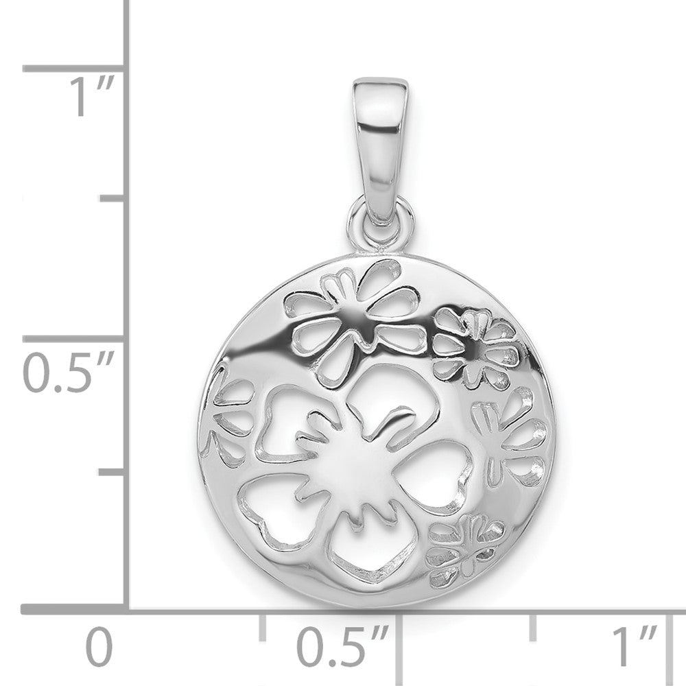 Sterlingsilber Poliert Ausgeschnitten Blume Kreis Anhänger