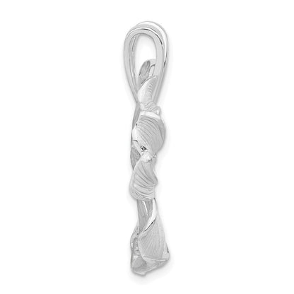Sterlingsilber Poliert & Satiniert Zirkonia Blume Kette Anhänger