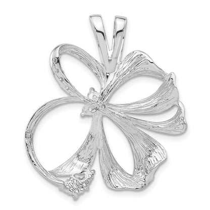 Sterlingsilber Poliert & Satiniert Zirkonia Blume Kette Anhänger