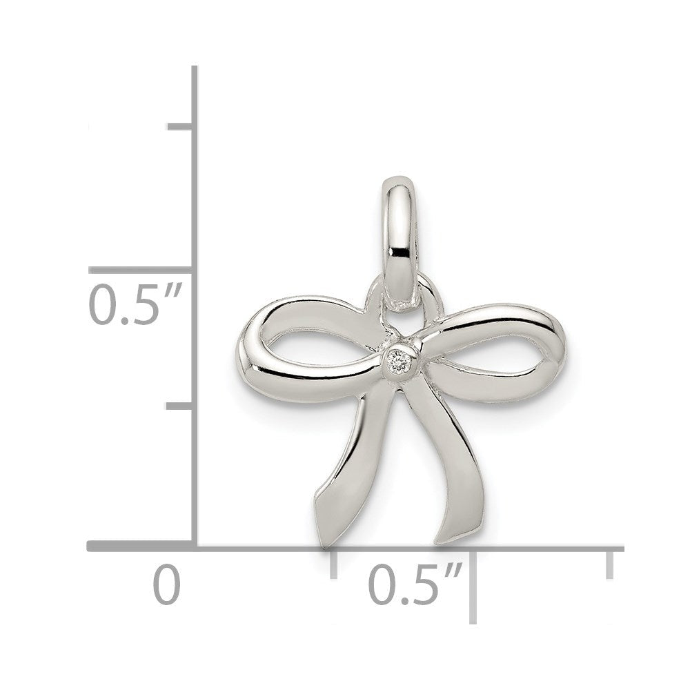 Sterlingsilber Poliert Diamant Schleife Anhänger