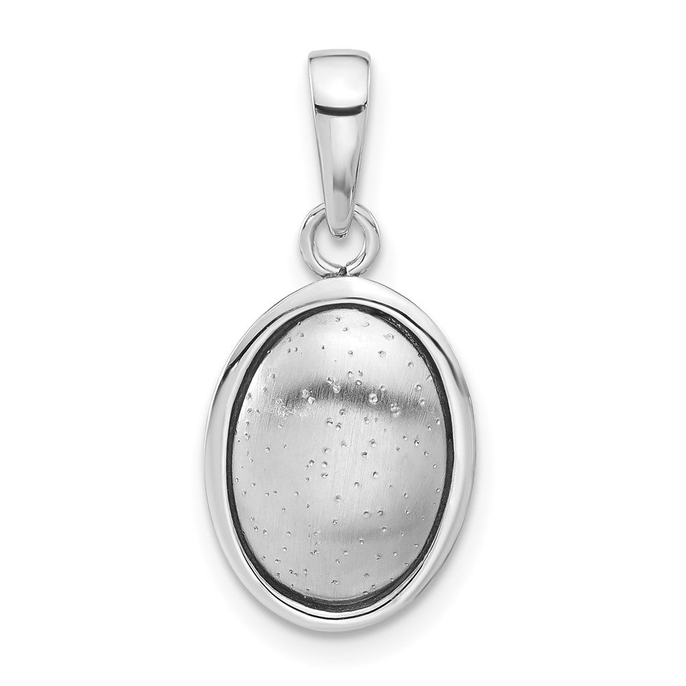 Sterlingsilber Poliert und Strukturiert Oval Anhänger