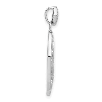 Sterlingsilber Poliert & Satiniert Zirkonia Oval Kette Anhänger