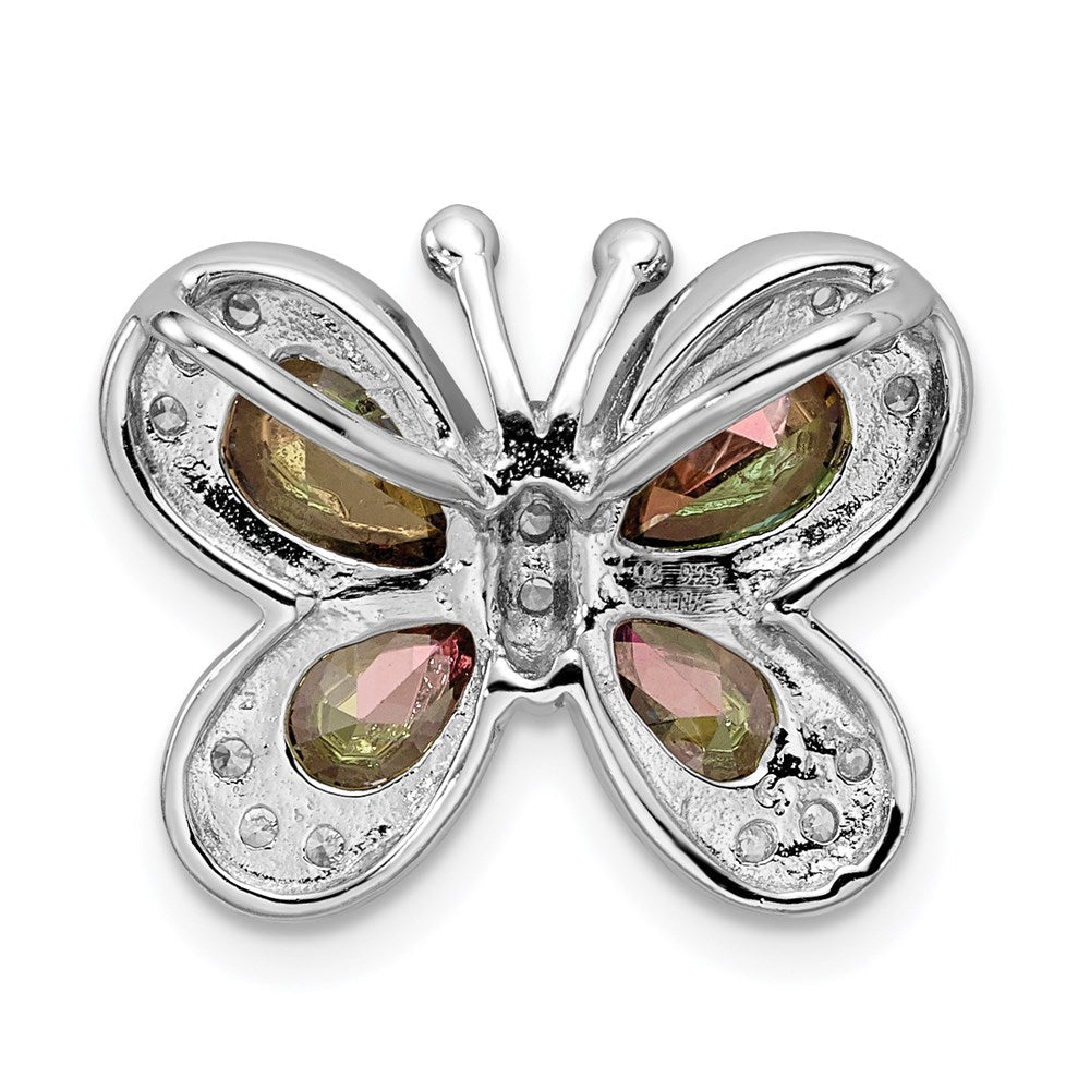 Sterlingsilber Rhodiniert Poliert Dunkel Mystic Zirkonia Schmetterling Anhänger