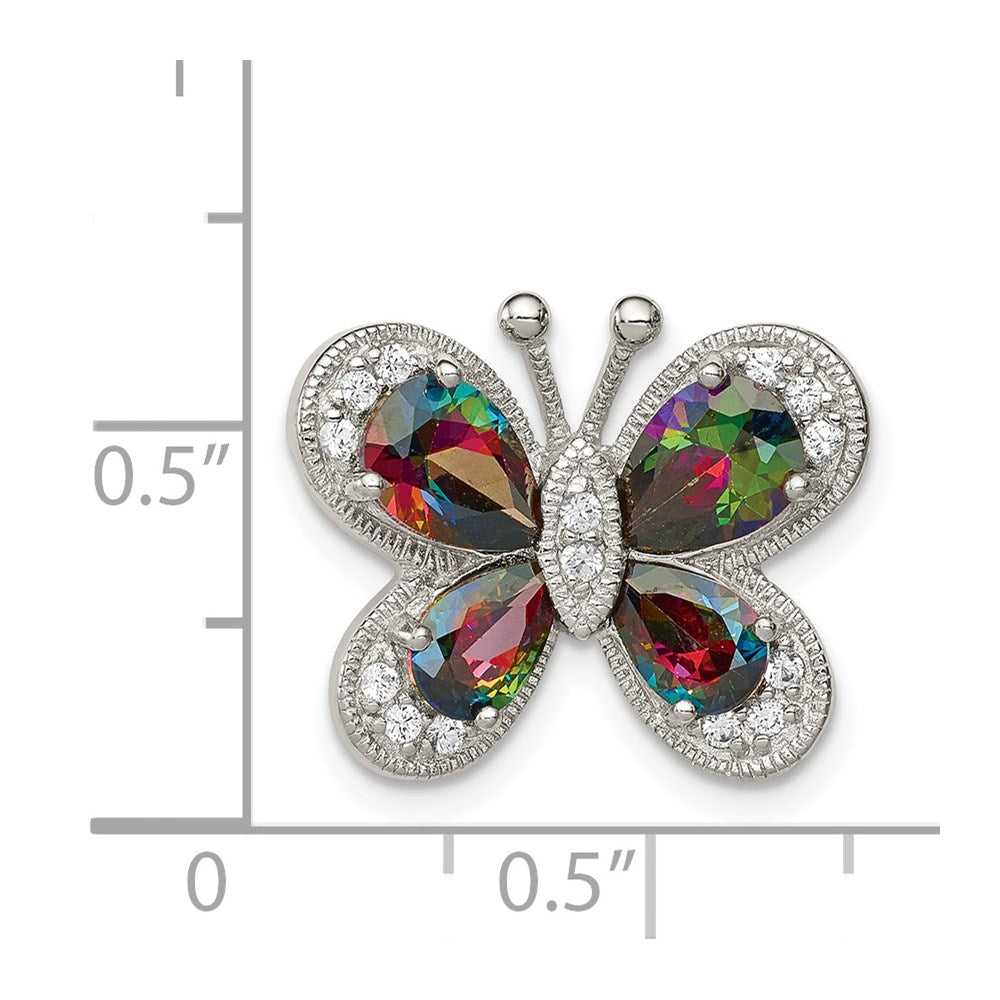 Sterlingsilber Rhodiniert Poliert Dunkel Mystic Zirkonia Schmetterling Anhänger