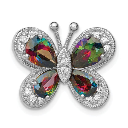 Sterlingsilber Rhodiniert Poliert Dunkel Mystic Zirkonia Schmetterling Anhänger