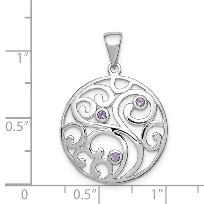 Sterlingsilber Rhodiniert mit Amethyst Anhänger