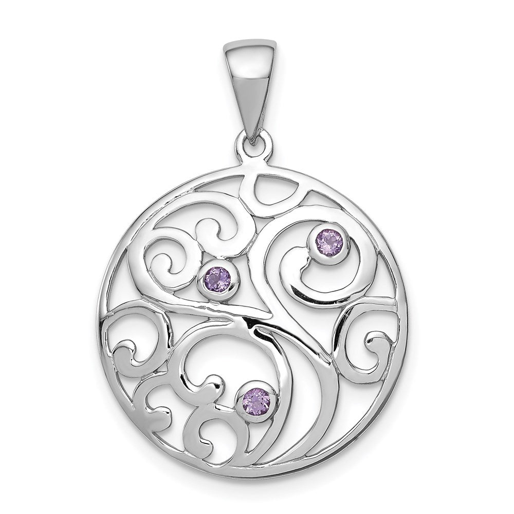 Sterlingsilber Rhodiniert mit Amethyst Anhänger