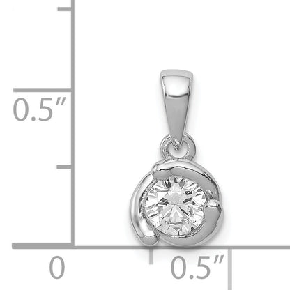 Sterlingsilber Rhodiniert Poliert mit Zirkonia Anhänger