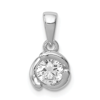 Sterlingsilber Rhodiniert Poliert mit Zirkonia Anhänger