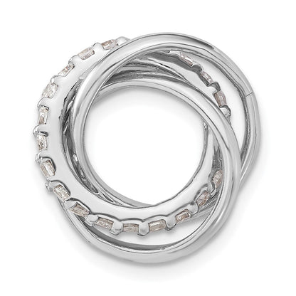 Sterlingsilber Poliert Zirkonia 3 Ring Kette Anhänger