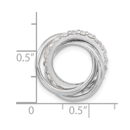 Sterlingsilber Poliert Zirkonia 3 Ring Kette Anhänger