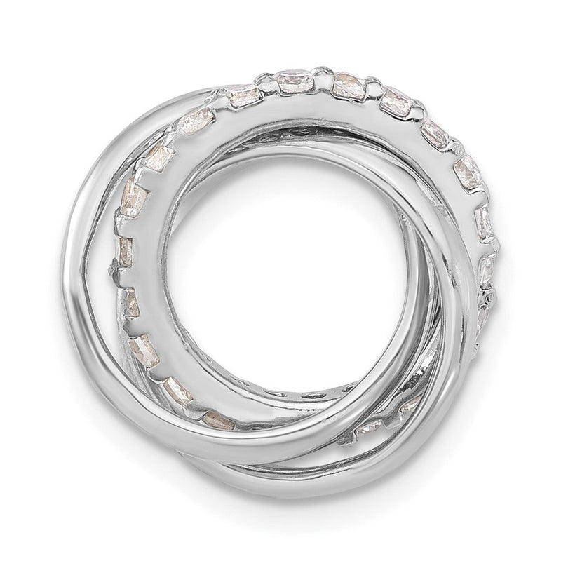 Sterlingsilber Poliert Zirkonia 3 Ring Kette Anhänger