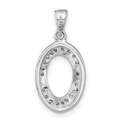 Sterlingsilber Poliert Fantasie Zirkonia Oval Anhänger