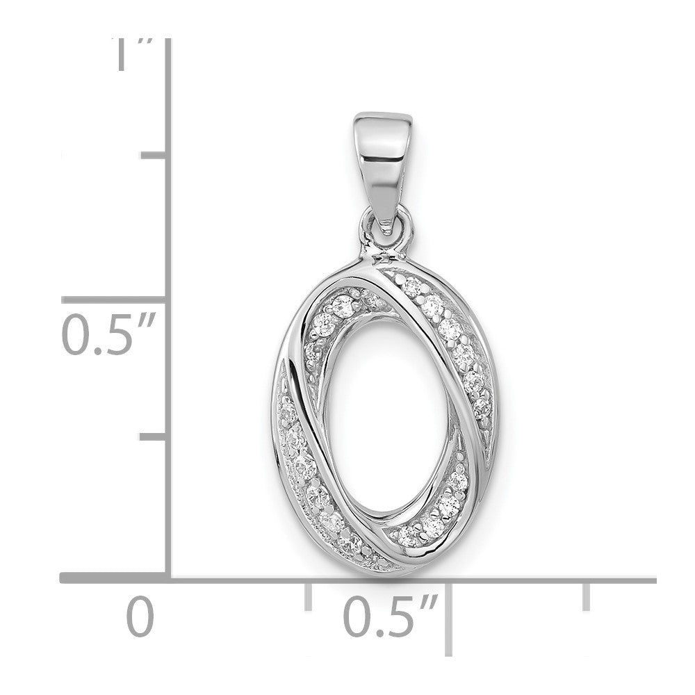 Sterlingsilber Poliert Fantasie Zirkonia Oval Anhänger