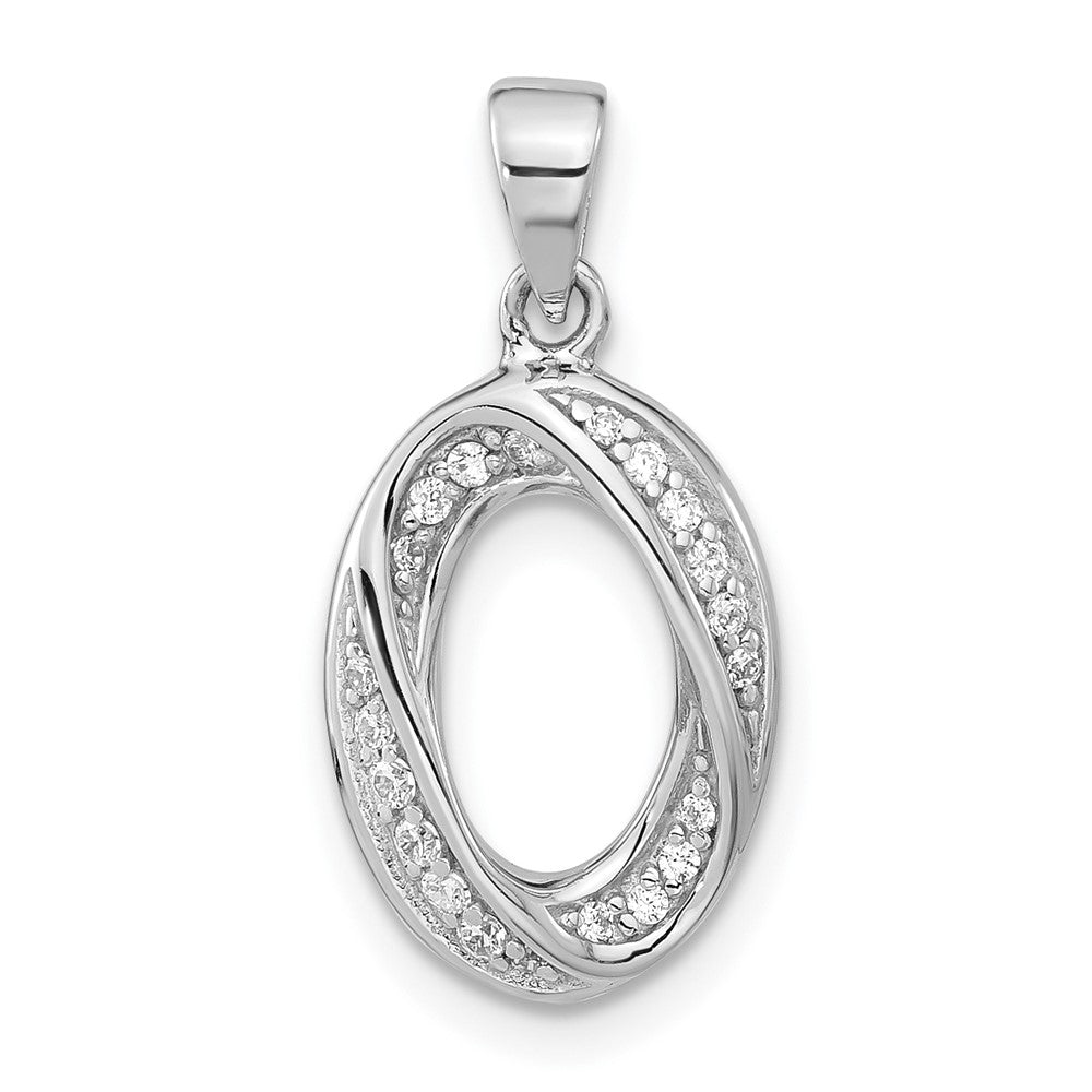Sterlingsilber Poliert Fantasie Zirkonia Oval Anhänger