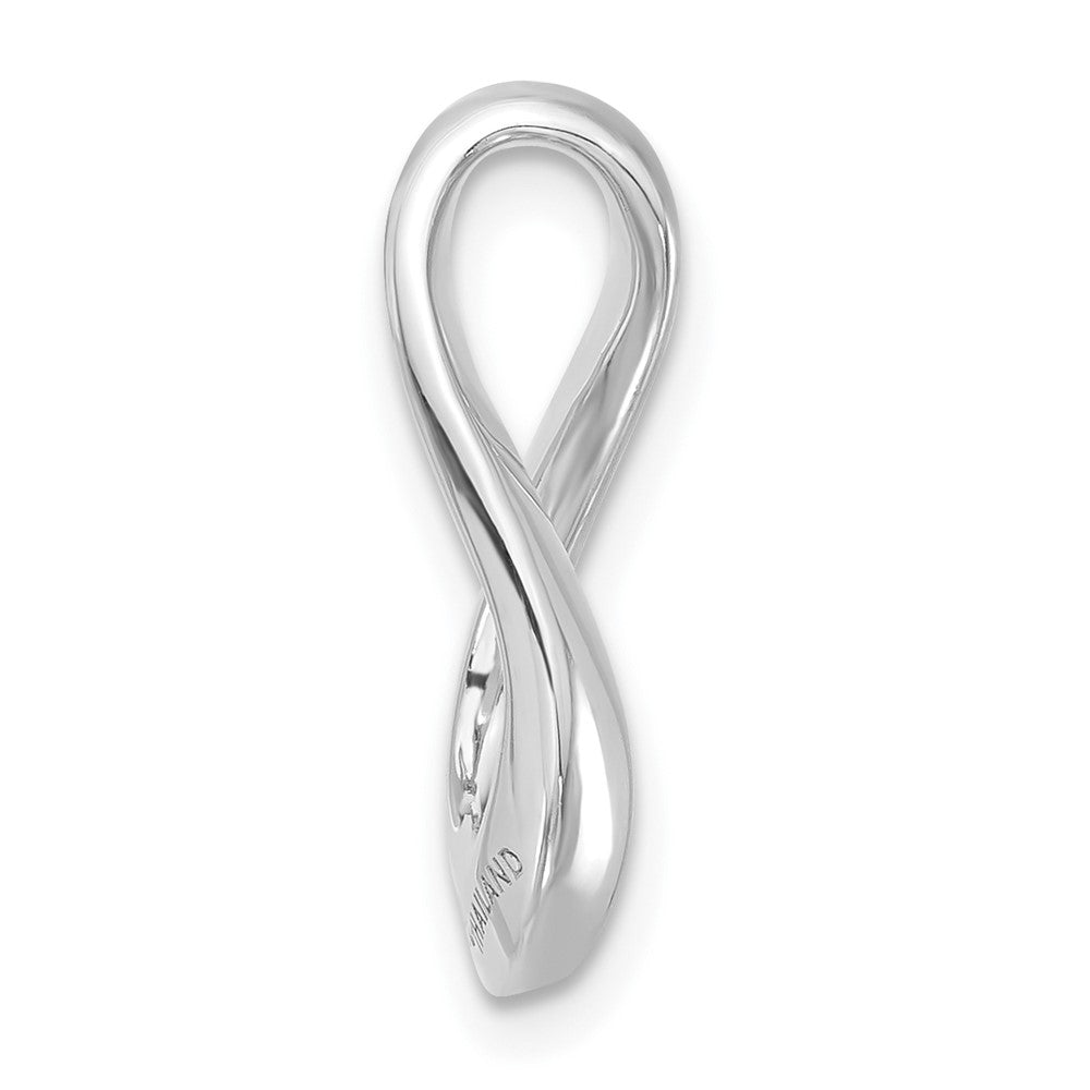 Sterlingsilber Poliert & Satiniert Zirkonia Gedreht Glieder Kette Anhänger