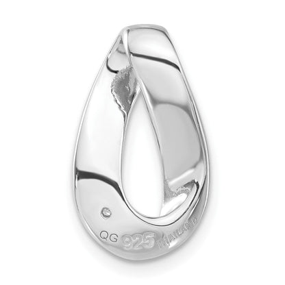 Sterlingsilber Poliert & Satiniert Zirkonia Gedreht Glieder Kette Anhänger