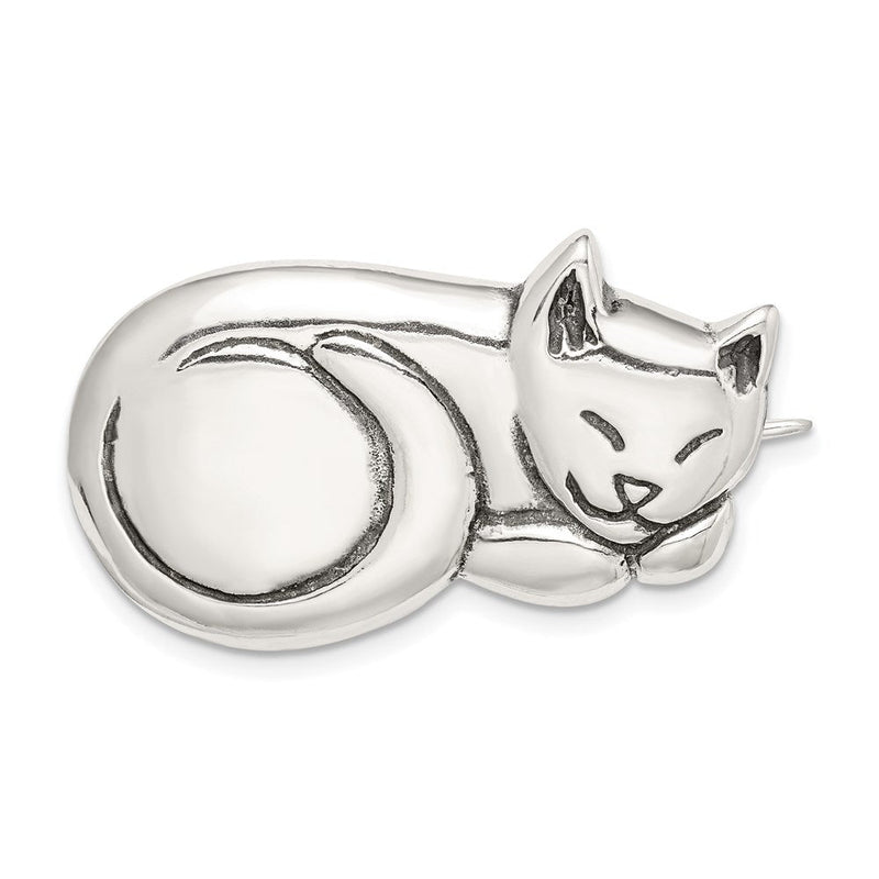 Sterlingsilber Antikisiert Sleeping Katze Brosche