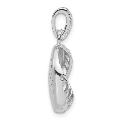 Sterlingsilber Poliert Fantasie Zirkonia Oval Anhänger
