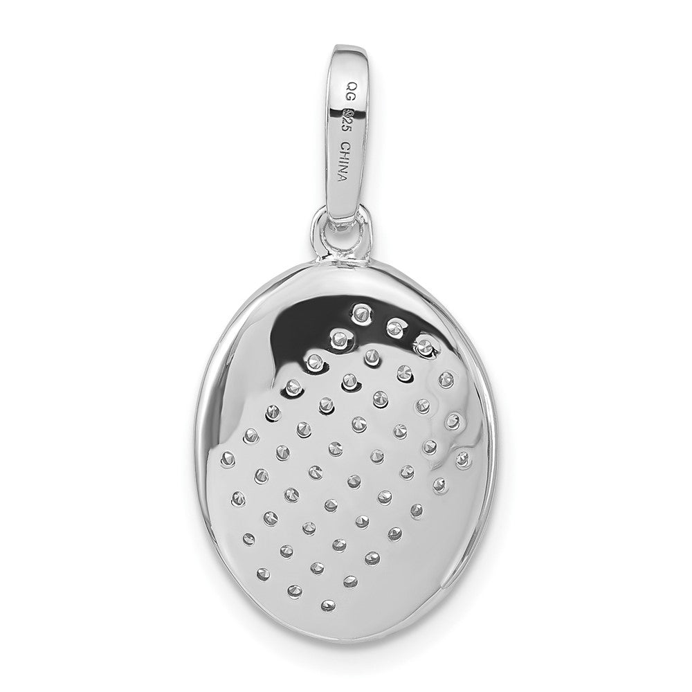 Sterlingsilber Poliert Fantasie Zirkonia Oval Anhänger