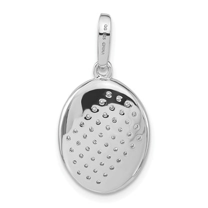Sterlingsilber Poliert Fantasie Zirkonia Oval Anhänger