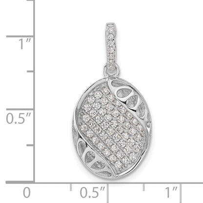 Sterlingsilber Poliert Fantasie Zirkonia Oval Anhänger