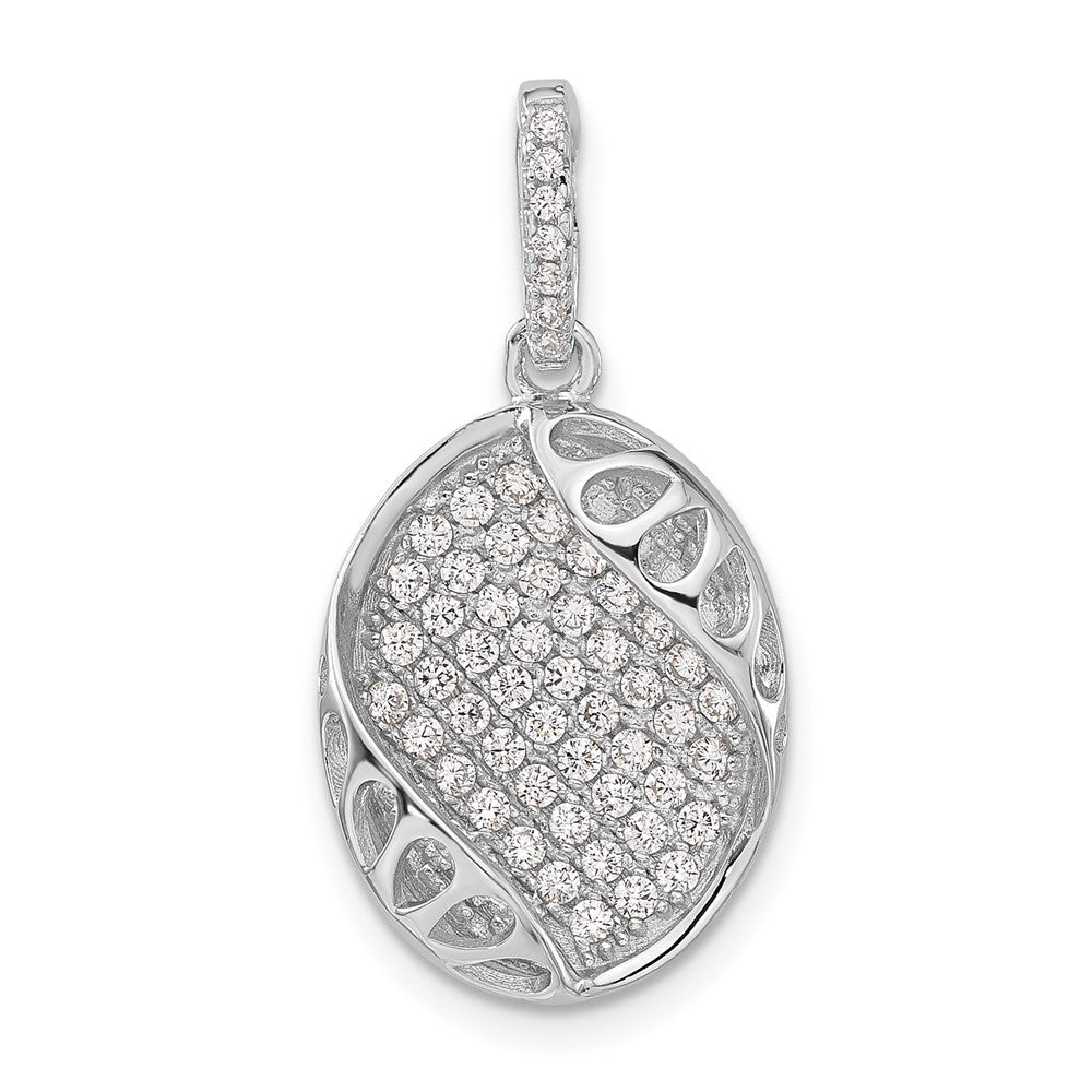 Sterlingsilber Poliert Fantasie Zirkonia Oval Anhänger