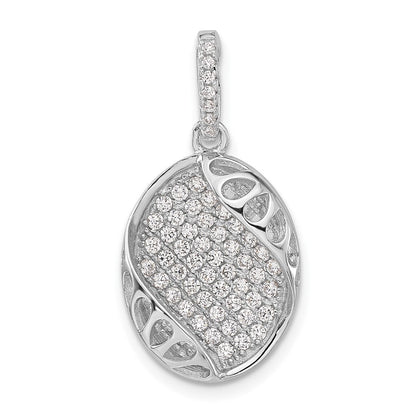 Sterlingsilber Poliert Fantasie Zirkonia Oval Anhänger
