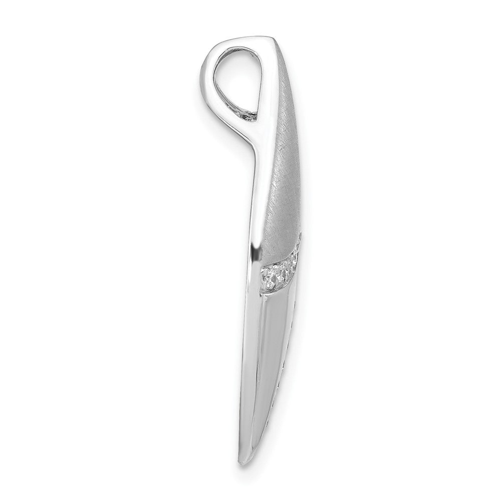 Sterlingsilber Poliert & Satiniert Zirkonia Blatt Kette Anhänger