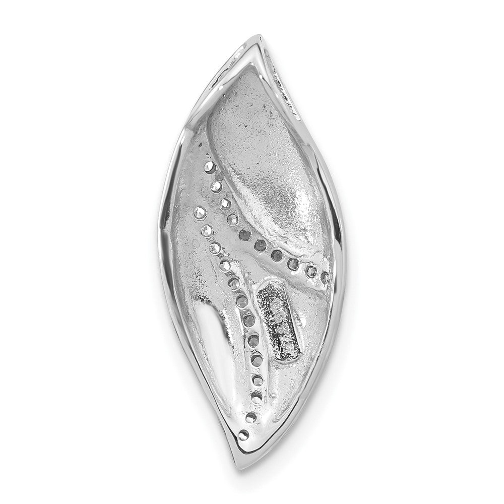 Sterlingsilber Poliert & Satiniert Zirkonia Blatt Kette Anhänger