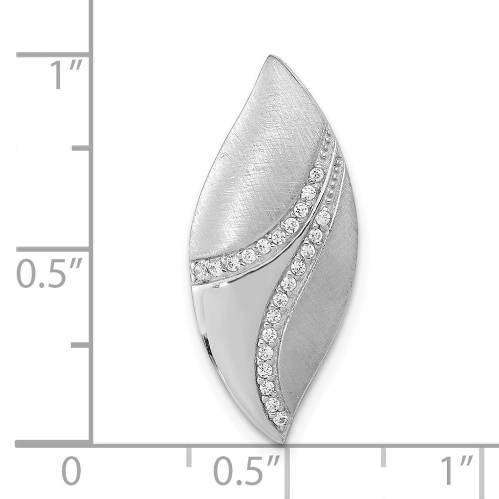 Sterlingsilber Poliert & Satiniert Zirkonia Blatt Kette Anhänger