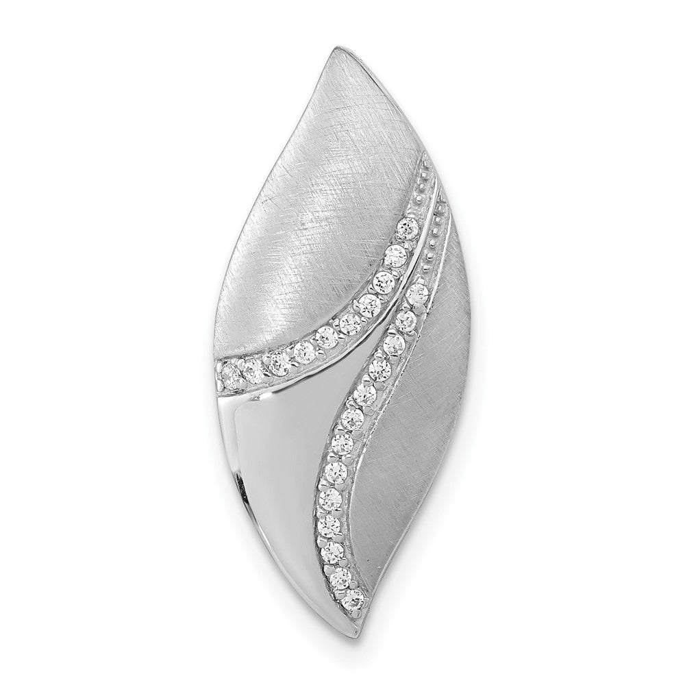 Sterlingsilber Poliert & Satiniert Zirkonia Blatt Kette Anhänger