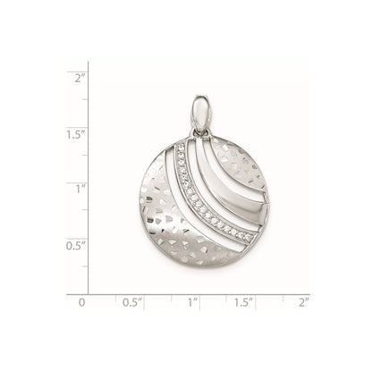 Sterlingsilber Poliert und Strukturiert mit Zirkonia Anhänger