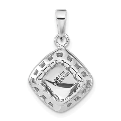 Sterlingsilber Poliert & Strukturiert Diamant-shape Anhänger
