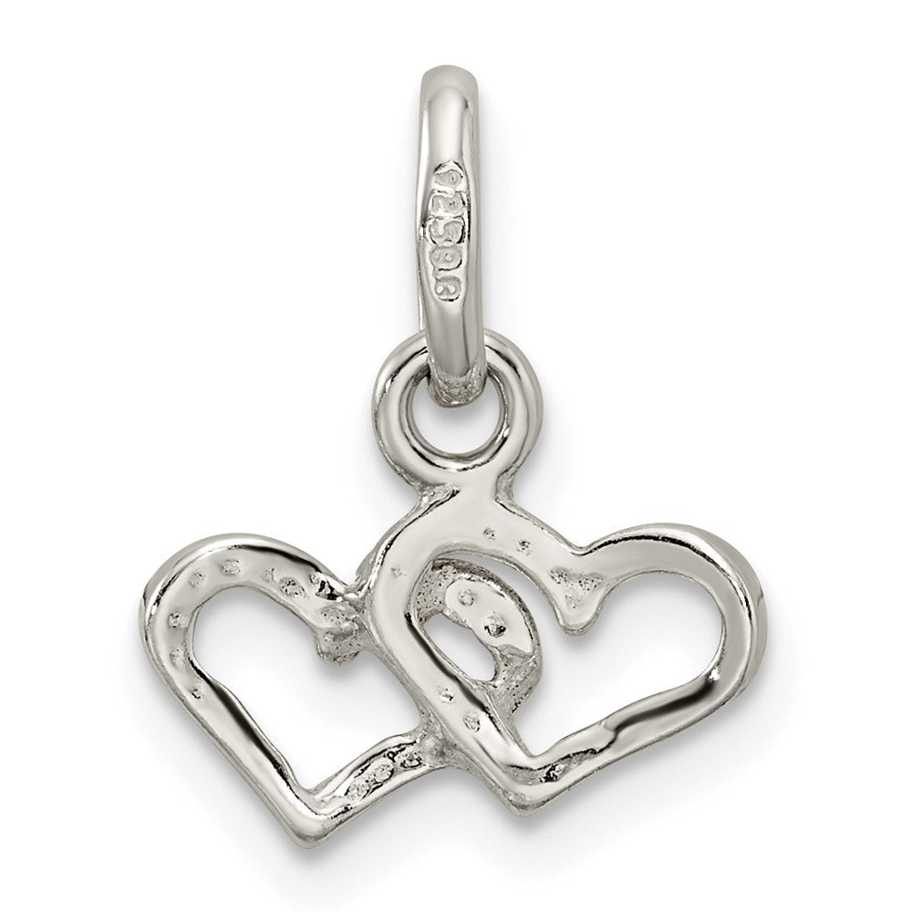 Sterlingsilber Poliert Doppelt Herz Charm