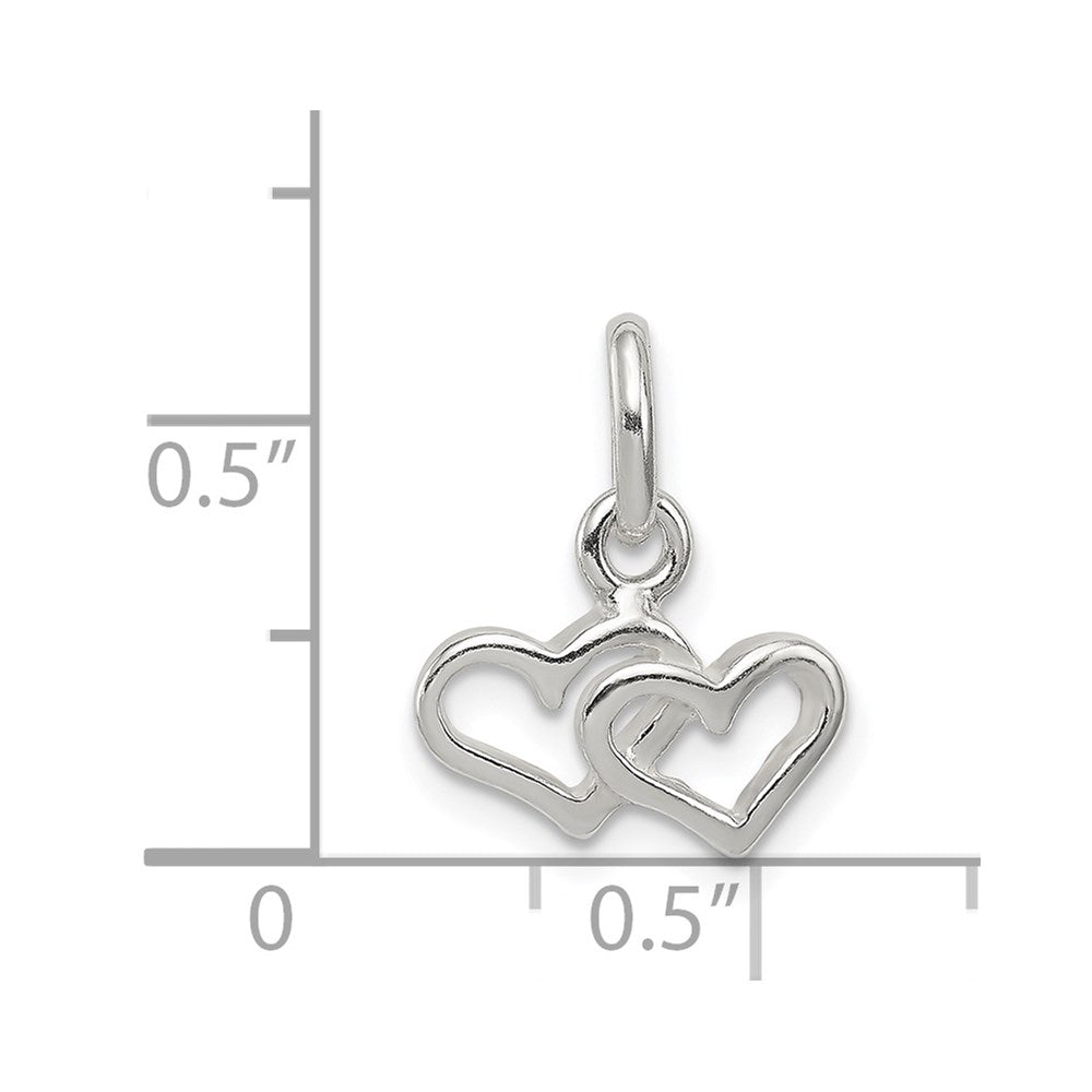 Sterlingsilber Poliert Doppelt Herz Charm