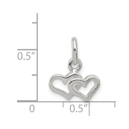 Sterlingsilber Poliert Doppelt Herz Charm