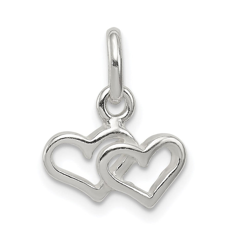 Sterlingsilber Poliert Doppelt Herz Charm