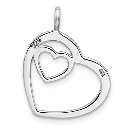 Sterlingsilber Rhodiniert Herz Anhänger