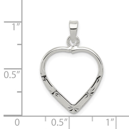 Sterlingsilber Poliert & Diamantiert Herz Anhänger
