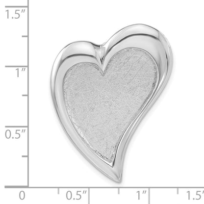 Sterlingsilber Poliert & Scratch Finish Herz Kette Anhänger