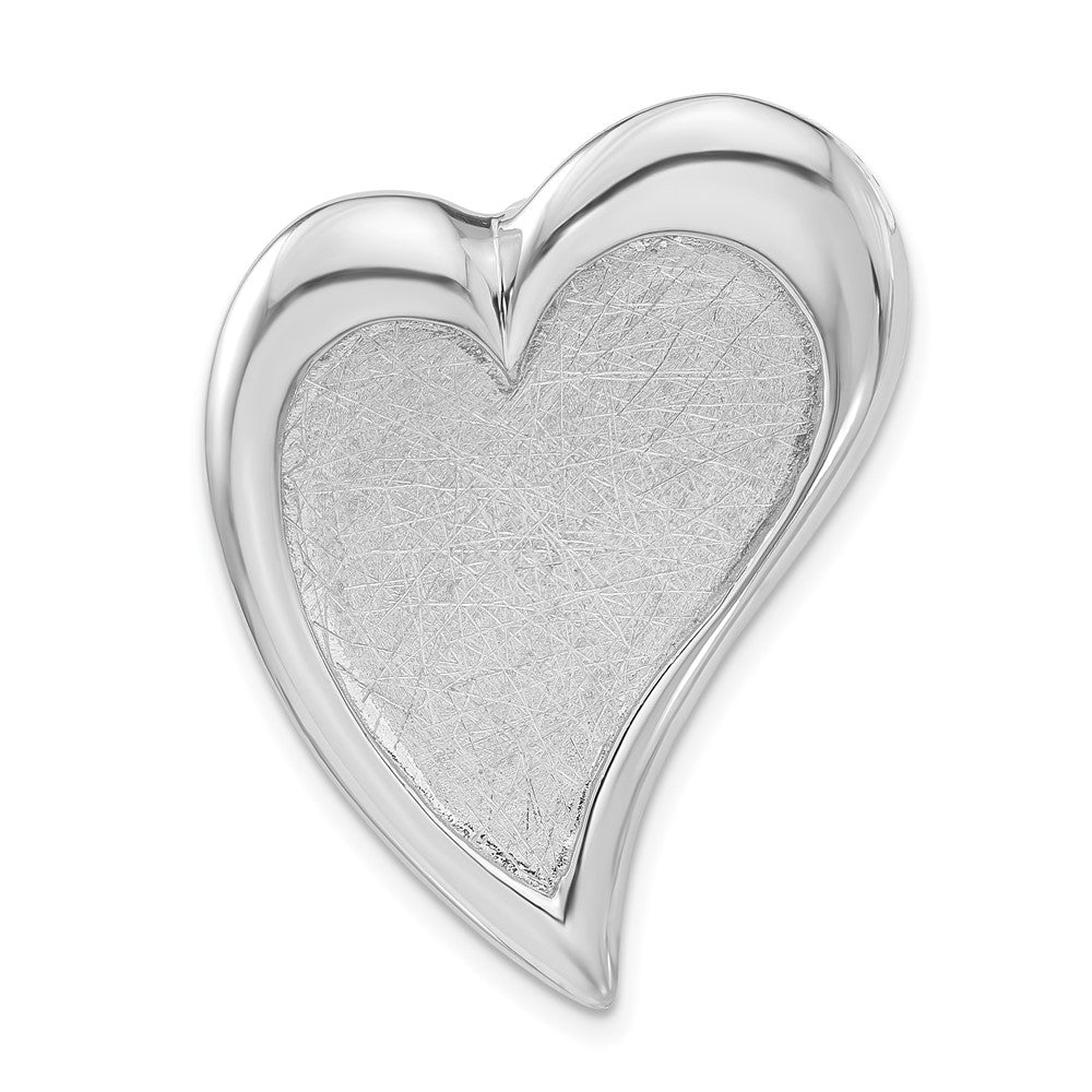 Sterlingsilber Poliert & Scratch Finish Herz Kette Anhänger
