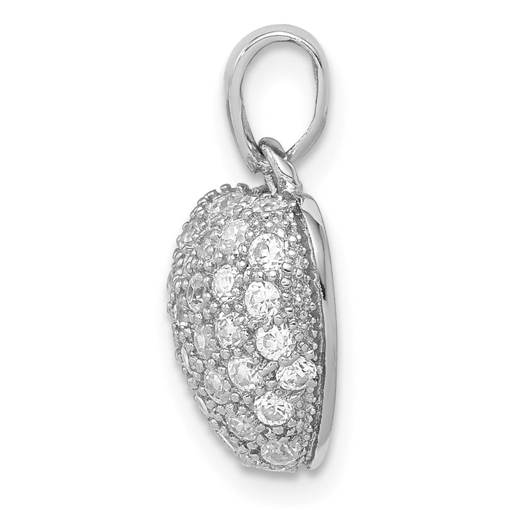 Sterlingsilber Rhodiniert Zirkonia Mikro Pavé Herz Anhänger