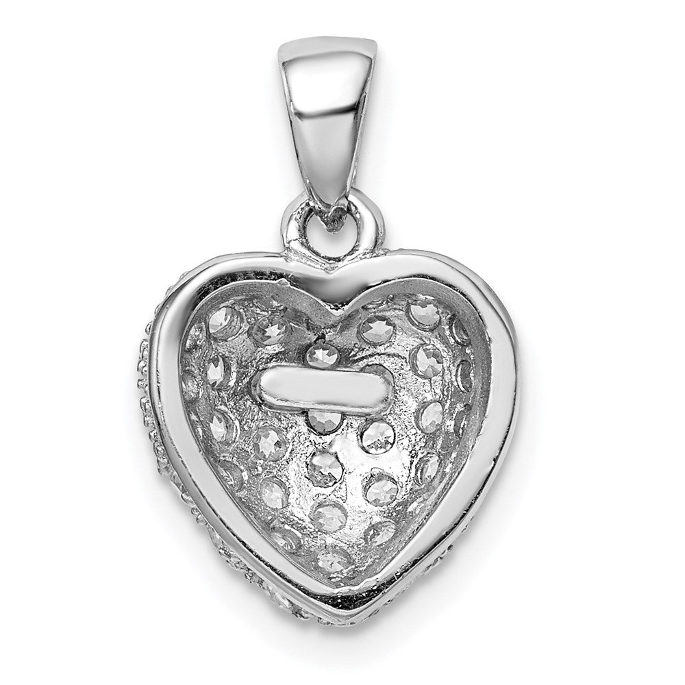 Sterlingsilber Rhodiniert Zirkonia Mikro Pavé Herz Anhänger