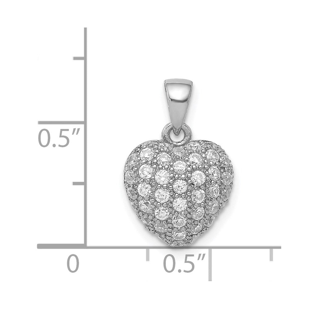 Sterlingsilber Rhodiniert Zirkonia Mikro Pavé Herz Anhänger